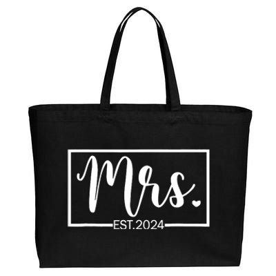 Mrs. Est. 2024 Just Married Wedding Wife Mr & Mrs Gifts Cotton Canvas Jumbo Tote