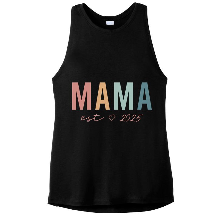 Mama Est 2025 Expect Baby Mothers Day Ladies PosiCharge Tri-Blend Wicking Tank