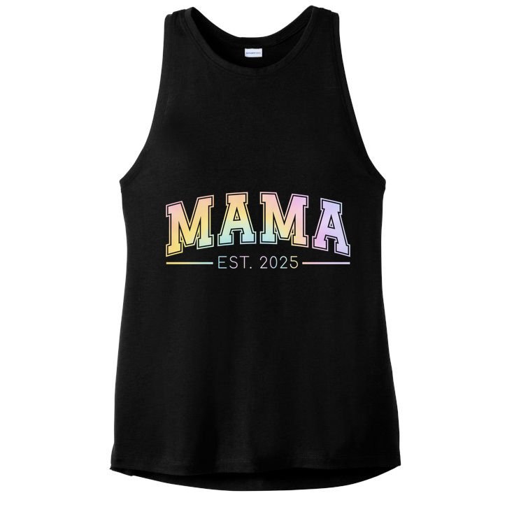 Mama Est. 2025 Expect Baby New Mama Promoted To Mama 2025  Ladies PosiCharge Tri-Blend Wicking Tank