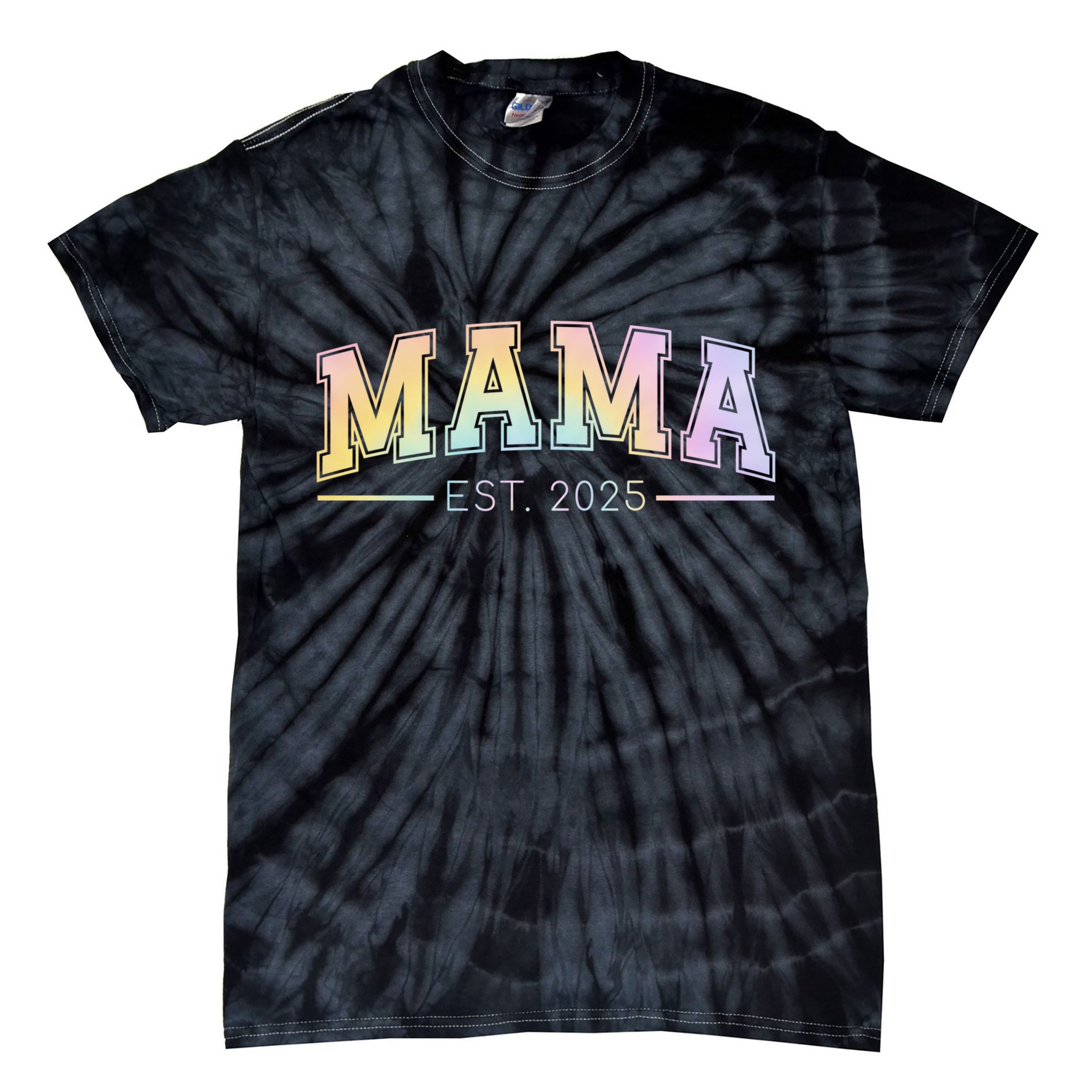 Mama Est. 2025 Expect Baby New Mama Promoted To Mama 2025  Tie-Dye T-Shirt