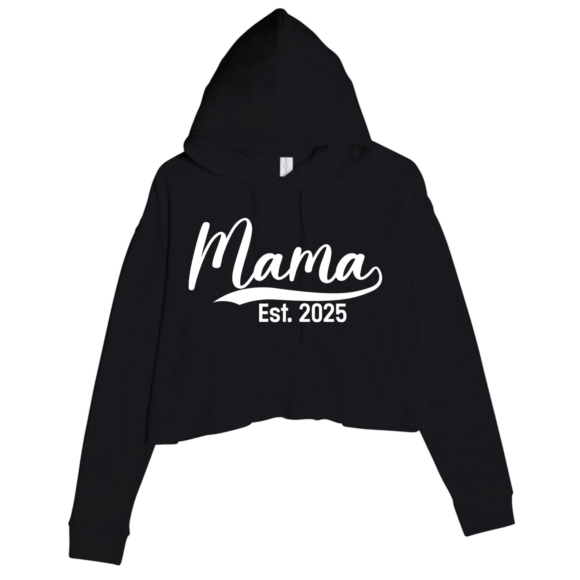 Mama Est. 2025 Expect Baby Mothers Day 2025 New Mom  Crop Fleece Hoodie