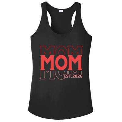 Mama Est. 2026 Expect Baby New Mom Mothers Day Ladies PosiCharge Competitor Racerback Tank