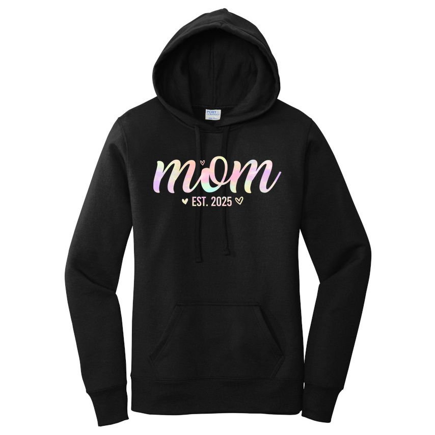 Mom Est 2025 Expect Baby New First Mommy Mama Mother's Day  Women's Pullover Hoodie