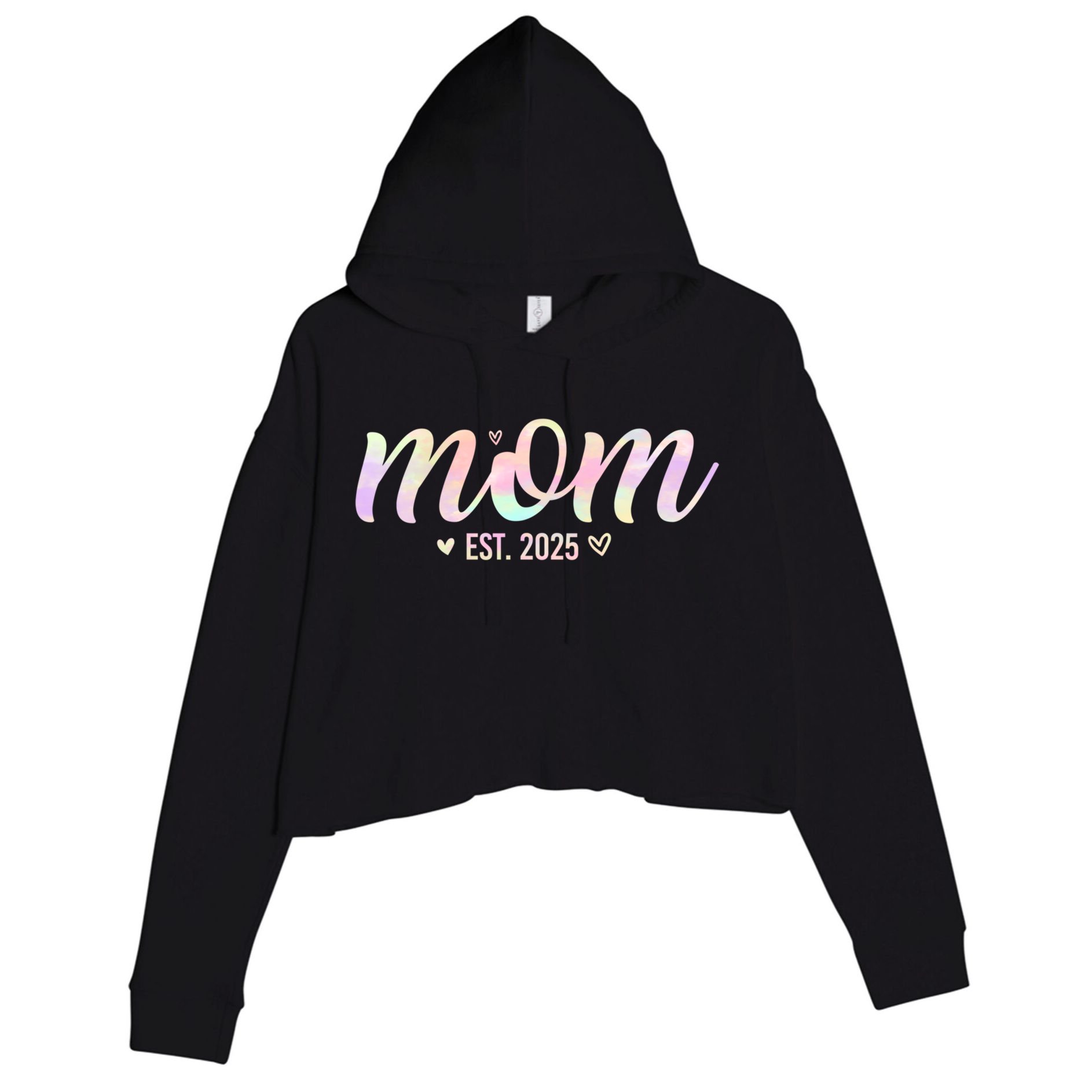 Mom Est 2025 Expect Baby New First Mommy Mama Mother's Day  Crop Fleece Hoodie