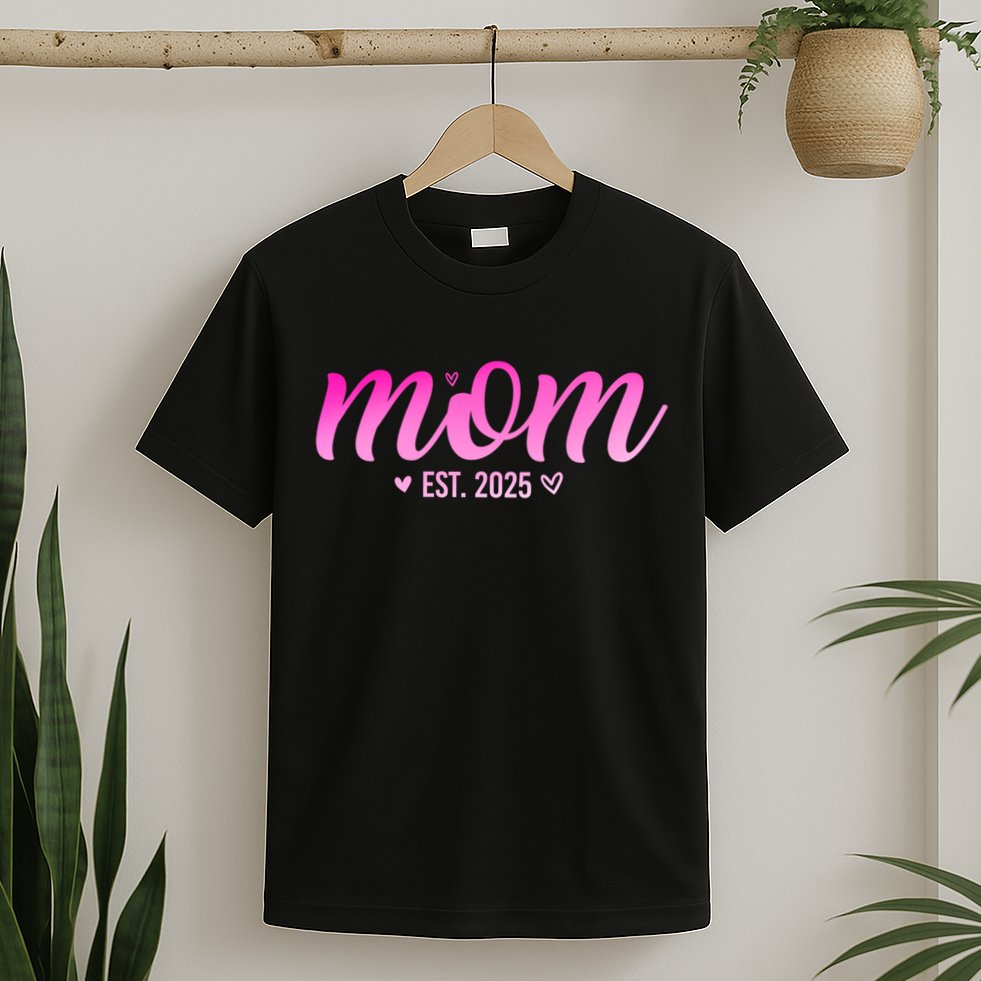 Mom Est 2025 Expect Baby New First Mommy Mama Mother's Day  T-Shirt