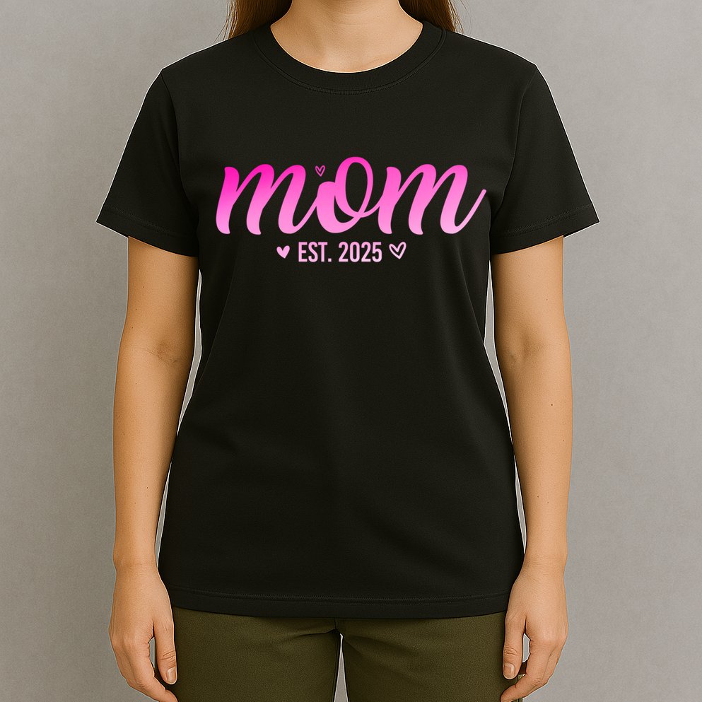 Mom Est 2025 Expect Baby New First Mommy Mama Mother's Day  T-Shirt