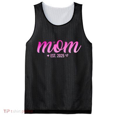 Mom Est 2025 Expect Baby New First Mommy Mama Mother's Day  Mesh Reversible Basketball Jersey Tank