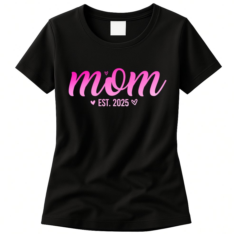 Mom Est 2025 Expect Baby New First Mommy Mama Mother's Day  Womens T-Shirt