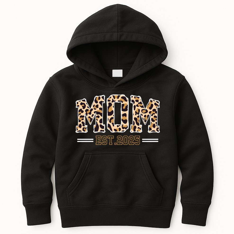 Mom Est 2025 Expect Baby New First Mommy Mama Mother's Day  Kids Hoodie