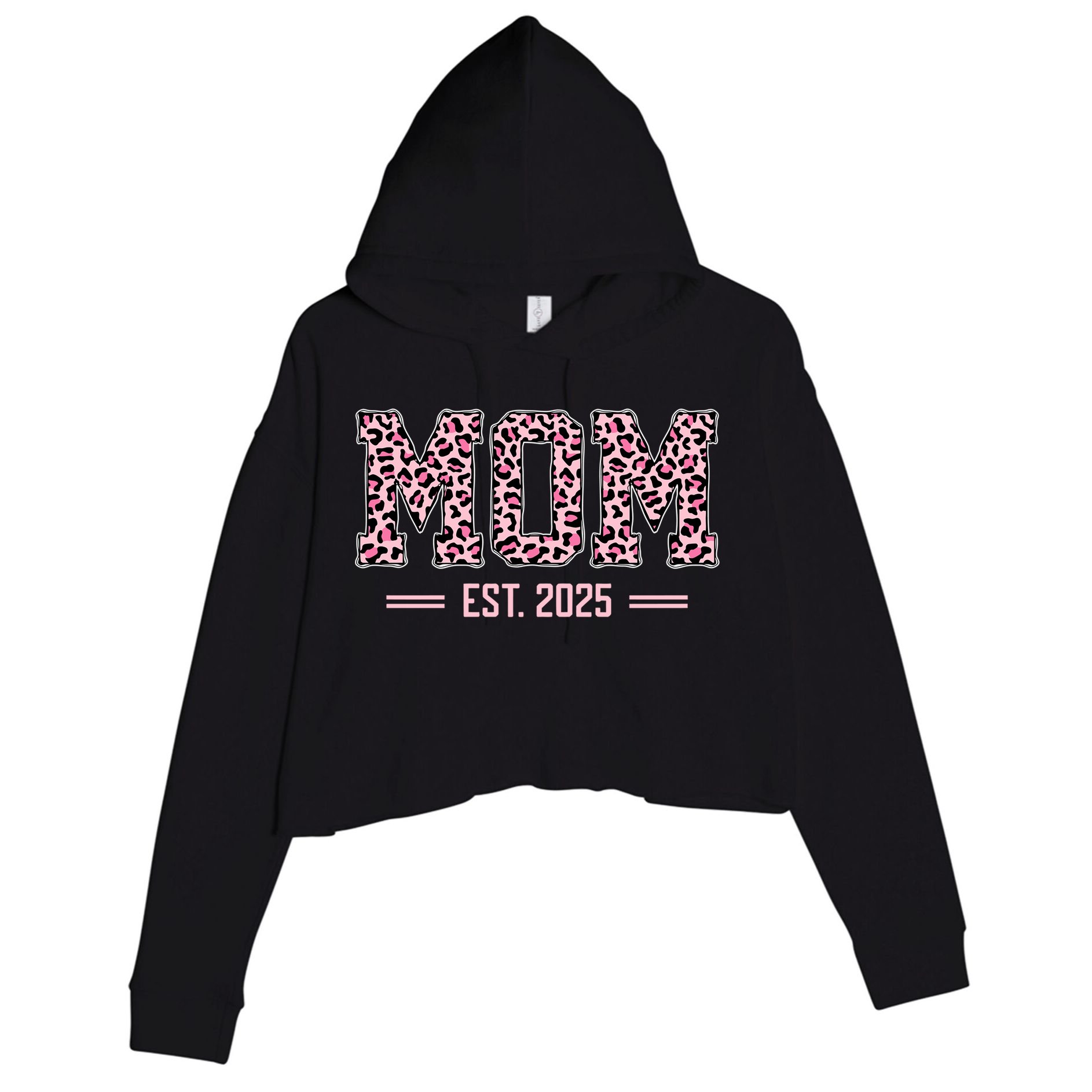 Mom Est 2025 Expect Baby New First Mommy Mama Mother's Day  Crop Fleece Hoodie