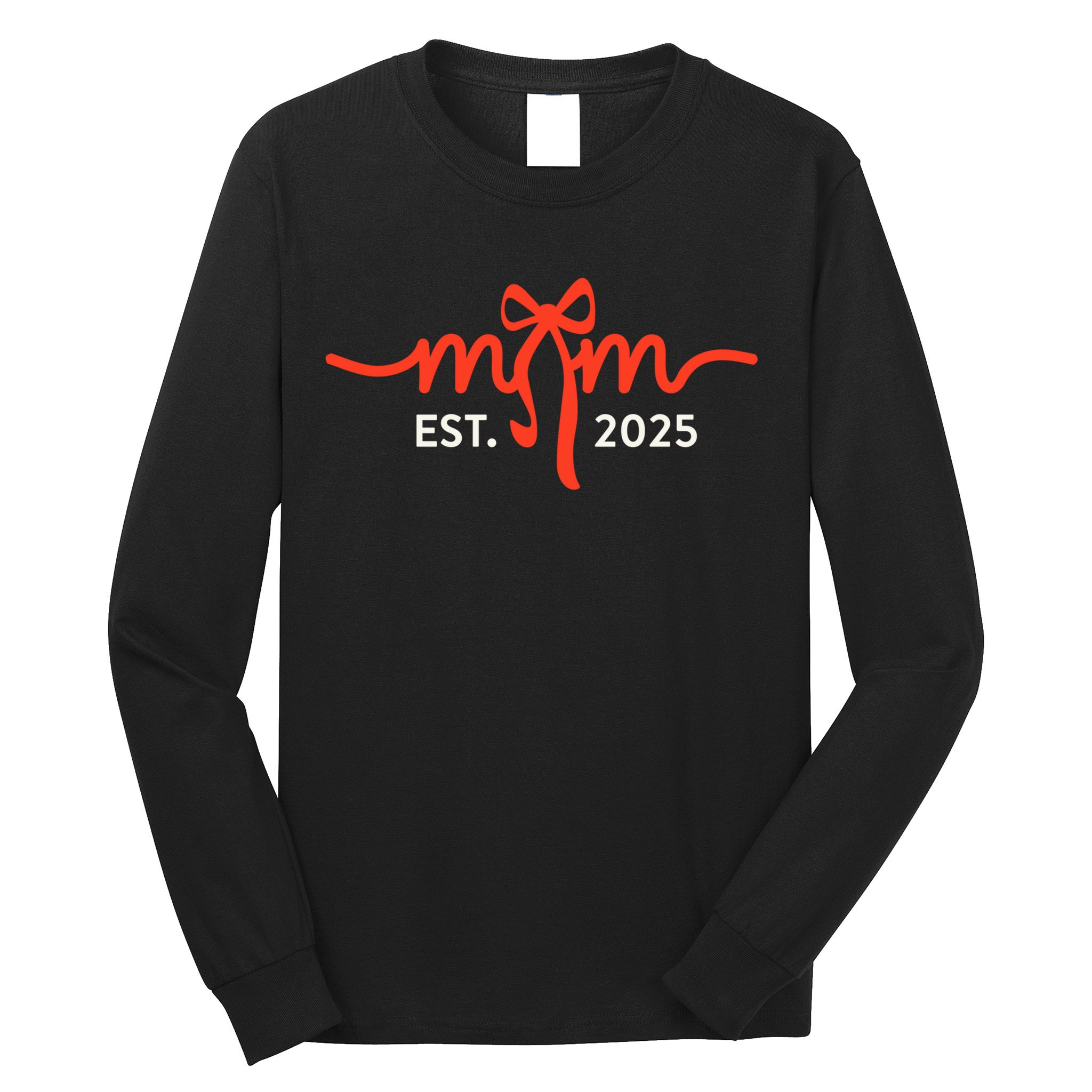 Mom Est 2025 Expect Baby New First Mommy Mama Mother's Day  Long Sleeve Shirt