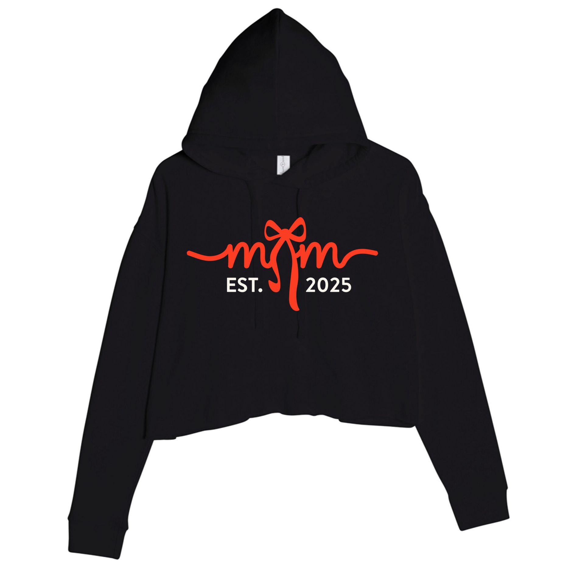 Mom Est 2025 Expect Baby New First Mommy Mama Mother's Day  Crop Fleece Hoodie