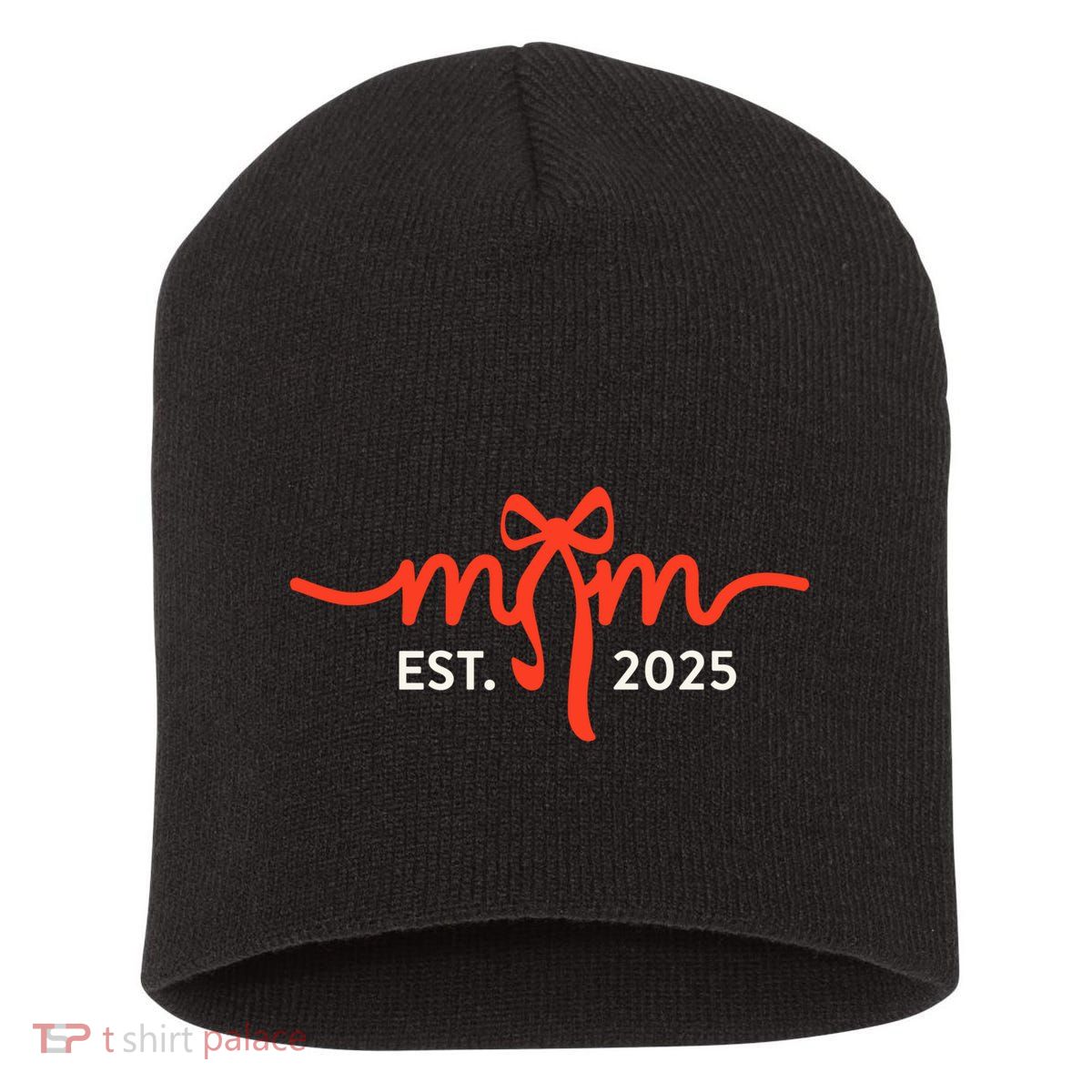 Mom Est 2025 Expect Baby New First Mommy Mama Mother's Day  Short Acrylic Beanie