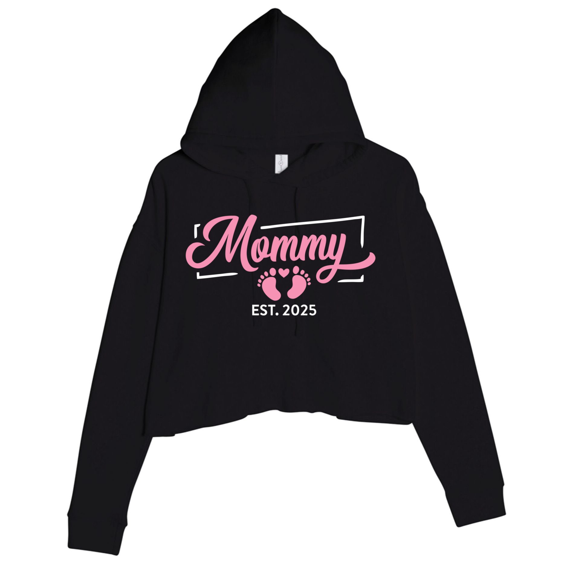 Mommy Est 2025 Expect Baby New First Mom Mama Mother's Day  Crop Fleece Hoodie