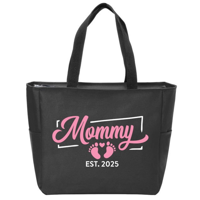 Mommy Est 2025 Expect Baby New First Mom Mama Mother's Day  Zip Tote Bag