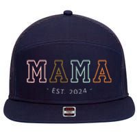 Mama Est 2024 Promoted To Mommy MotherS Day Mom To Be 2024 7 Panel Mesh Trucker Snapback Hat