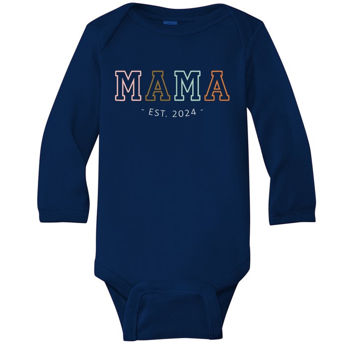 Mama Est 2024 Promoted To Mommy MotherS Day Mom To Be 2024 Baby Long Sleeve Bodysuit