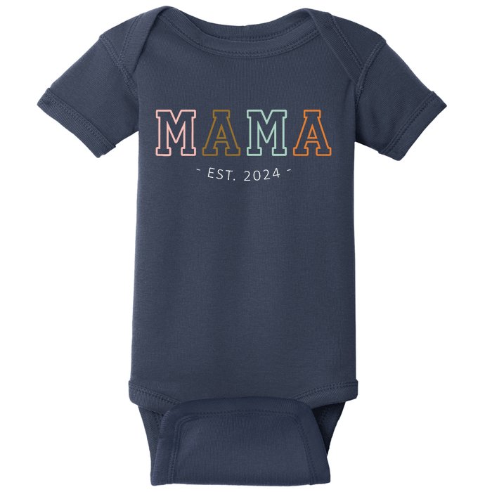 Mama Est 2024 Promoted To Mommy MotherS Day Mom To Be 2024 Baby Bodysuit