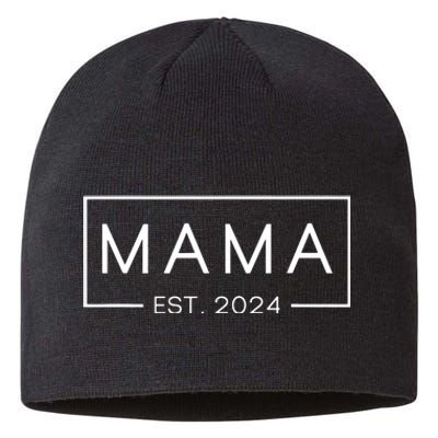 Mama Est 2024 Promoted To Mommy Mothers Day Mom 2024 Sustainable Beanie