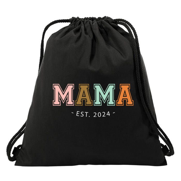 Mama Est 2024 Promoted Mothers Day Design Drawstring Bag