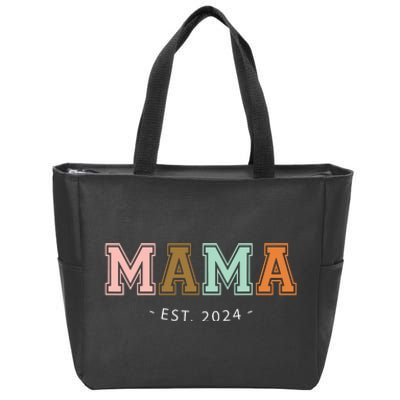 Mama Est 2024 Promoted Mothers Day Design Zip Tote Bag