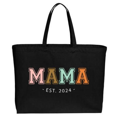 Mama Est 2024 Promoted Mothers Day Design Cotton Canvas Jumbo Tote