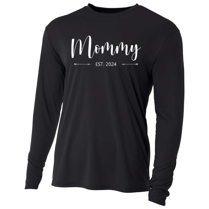 Mommy Est 2024 Promoted To Mom 2024 Mothers Day New Mom Cooling Performance Long Sleeve Crew