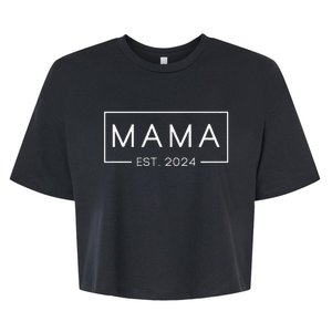 Mama Est 2024 Promoted To Mommy Mothers Day Mom 2024 Bella+Canvas Jersey Crop Tee