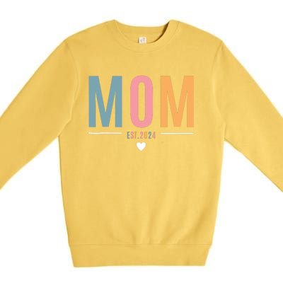 Mom Est 2024 Expect Baby 2024 Mother 2024 New Mama Mommy Premium Crewneck Sweatshirt