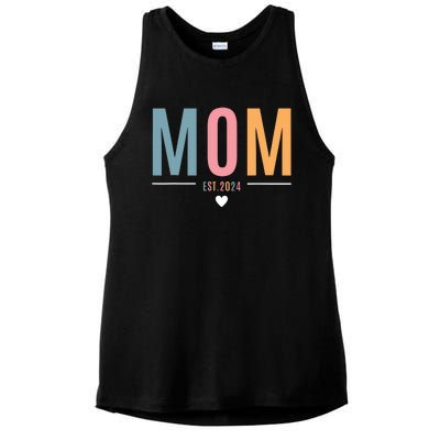 Mom Est 2024 Expect Baby 2024 Mother 2024 New Mama Mommy Ladies PosiCharge Tri-Blend Wicking Tank