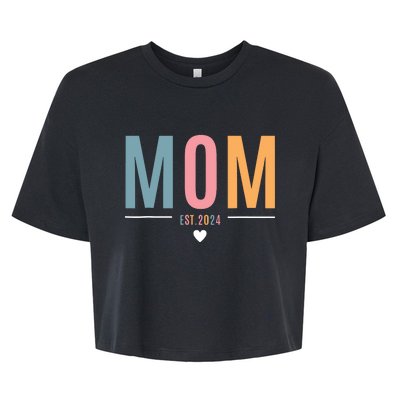 Mom Est 2024 Expect Baby 2024 Mother 2024 New Mama Mommy Bella+Canvas Jersey Crop Tee