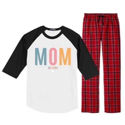 Mom Est 2024 Expect Baby 2024 Mother 2024 New Mama Mommy Raglan Sleeve Pajama Set