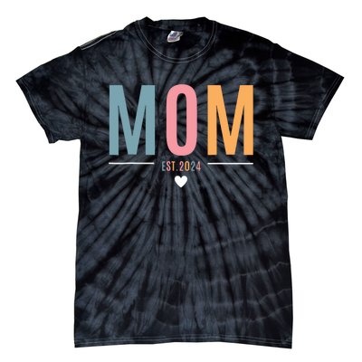 Mom Est 2024 Expect Baby 2024 Mother 2024 New Mama Mommy Tie-Dye T-Shirt