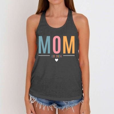 Mom Est 2024 Expect Baby 2024 Mother 2024 New Mama Mommy Women's Knotted Racerback Tank