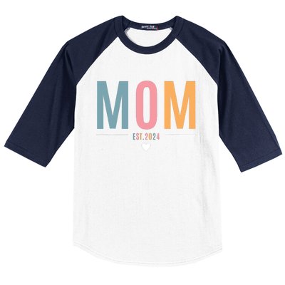 Mom Est 2024 Expect Baby 2024 Mother 2024 New Mama Mommy Baseball Sleeve Shirt