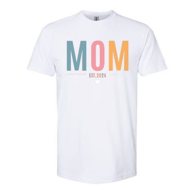 Mom Est 2024 Expect Baby 2024 Mother 2024 New Mama Mommy Softstyle® CVC T-Shirt