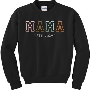 Mama Est 2024 Promoted To Mommy MotherS Day Mom To Be 2024 Kids Sweatshirt