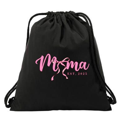 Mama Est 2025 Cute Coquette Bow Mothers Day New Mom Drawstring Bag
