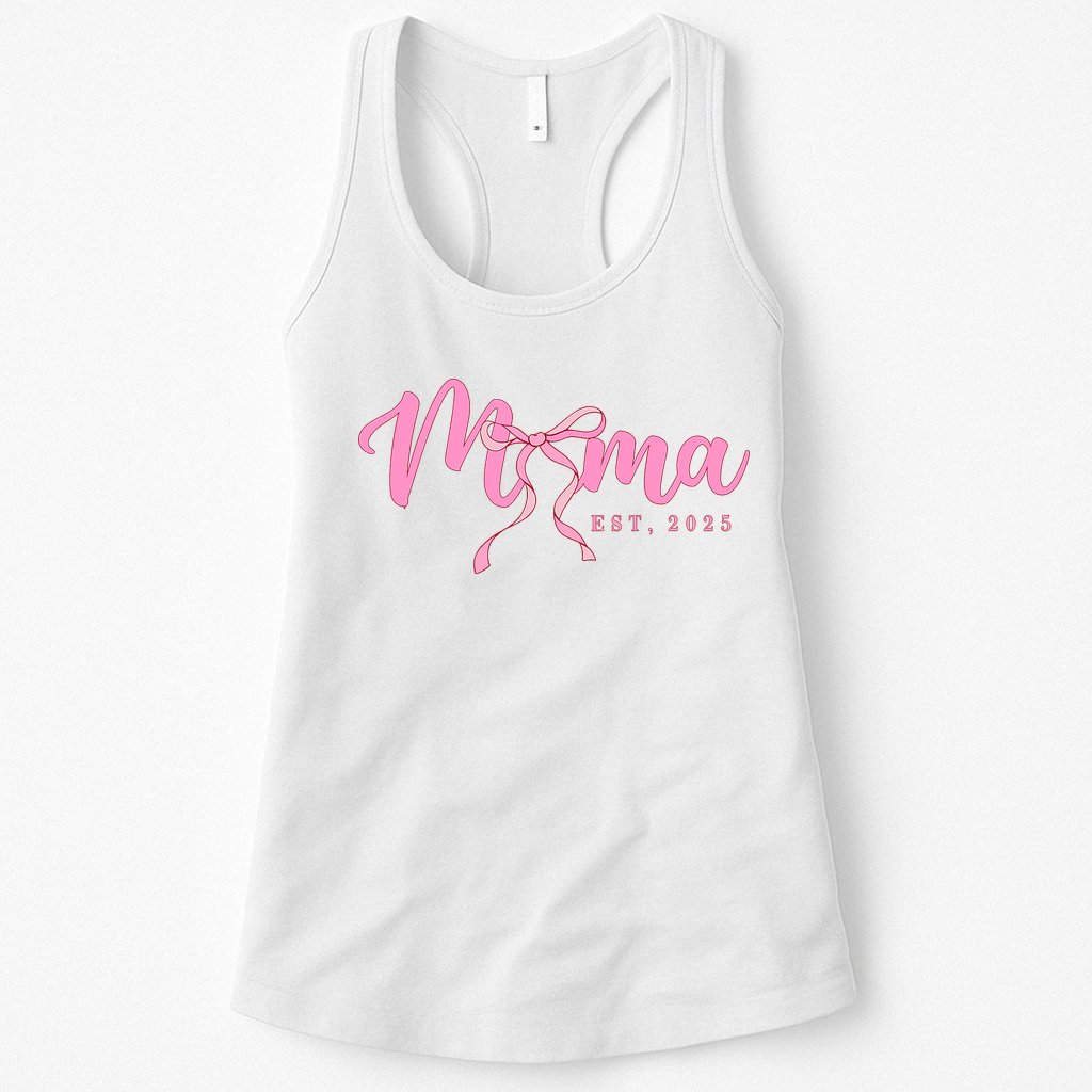 Mama Est 2025 Cute Coquette Bow Mothers Day New Mom Womens Tank Top