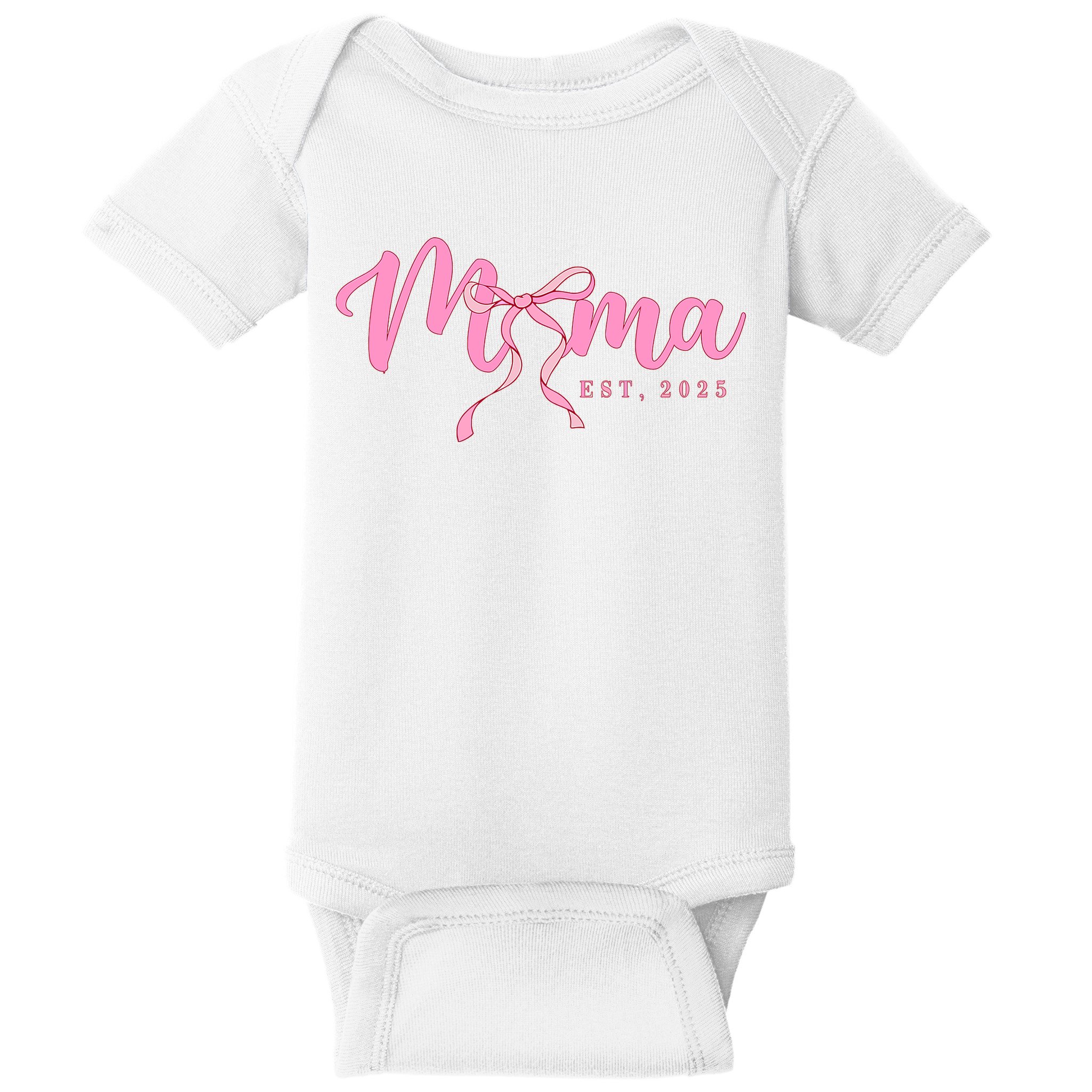Mama Est 2025 Cute Coquette Bow Mothers Day New Mom Baby Bodysuit