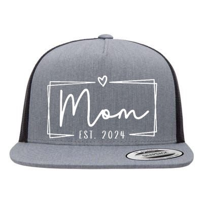 Mom Est 2024 Expect Baby 2024 Mother 2024 New Mom 2024 Flat Bill Trucker Hat