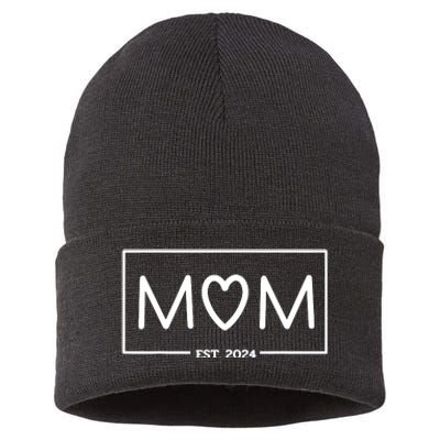 Mom Est 2024 Mom To Be Expecting Mom Gifts Mom And Dad Sustainable Knit Beanie