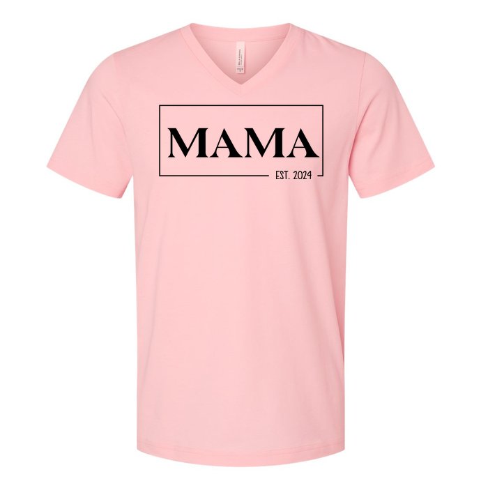 Mama Est 2024 Mothers Day Gift V-Neck T-Shirt