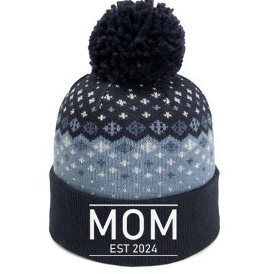 Mom Est. 2024 Promoted To Mom 2024 New Mom MotherS Day The Baniff Cuffed Pom Beanie