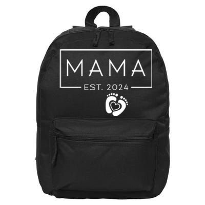 Mama Est 2024 Promoted To Mommy Mothers Day Mom 2024 16 in Basic Backpack