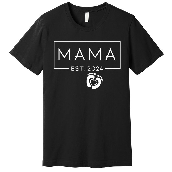 Mama Est 2024 Promoted To Mommy Mothers Day Mom 2024 Premium T-Shirt