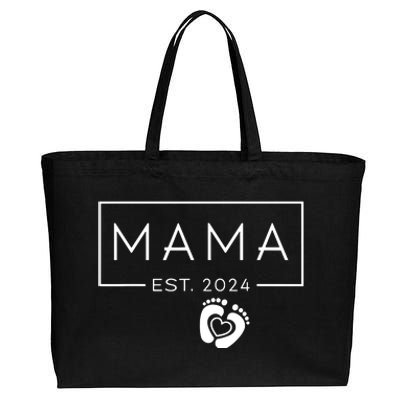 Mama Est 2024 Promoted To Mommy Mothers Day Mom 2024 Cotton Canvas Jumbo Tote