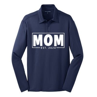 Mom Est 2024 Expect Baby 2024 Mother 2024 New Mom 2024 Silk Touch Performance Long Sleeve Polo