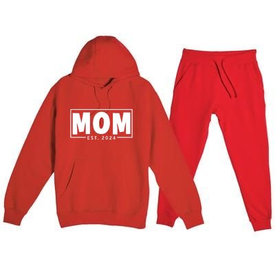 Mom Est 2024 Expect Baby 2024 Mother 2024 New Mom 2024 Premium Hooded Sweatsuit Set