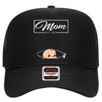 Mom Est 2024 Promoted To Mom 2024 Mother 2024 New Mom 2024 High Crown Mesh Back Trucker Hat